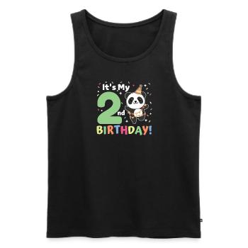 Panda for 2nd birthday children two years old - Men's Premium Organic Tank Top - black - Front - Michal (187cm)