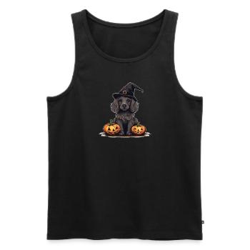 Halloween Witch Hat Pumpkin Dog Cocker Spaniel - Men's Premium Organic Tank Top - black - Front - Michal (187cm)