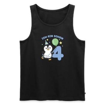 Ich bin schon 4 Pinguine Geburtstags Kinder - Männer Premium Bio Tank Top - Schwarz - Vorne - AI Model Male 178 light (178cm)