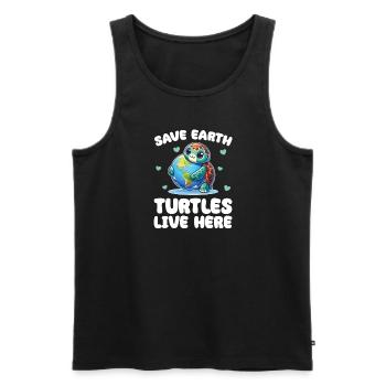 Save the Earth Turtles live here Earth Day - Men's Premium Organic Tank Top - black - Front - Michal (187cm)