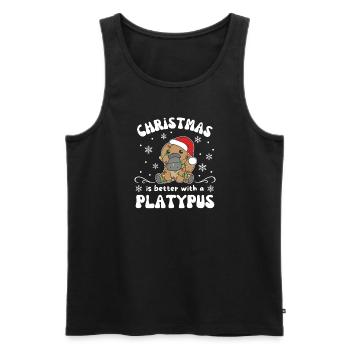 Christmas is better with a platypus - Men's Premium Organic Tank Top - black - Front - AI Model Male 178 light (178cm)