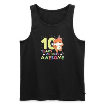 Fuchs zum 10. Geburtstag Kinder zehn Jahre alt - Männer Premium Bio Tank Top - Schwarz - Vorne - AI Model Male 178 light (178cm)