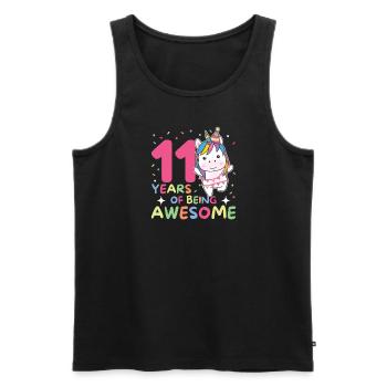 Licorne pour ses 11 ans enfants de onze ans - Débardeur bio Premium Homme - noir - Devant - Michal (187cm)