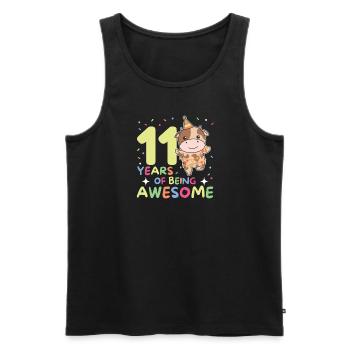 Vache pour 11e anniversaire enfants de onze ans - Débardeur bio Premium Homme - noir - Devant - Michal (187cm)
