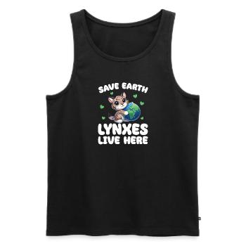 Rettet die Erde Luchse leben hier Earth Day - Männer Premium Bio Tank Top - Schwarz - Vorne - Michal (187cm)