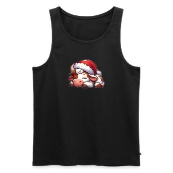 Chapeau de Noël Noël Fée Lumières Vache - Débardeur bio Premium Homme - noir - Devant - Michal (187cm)