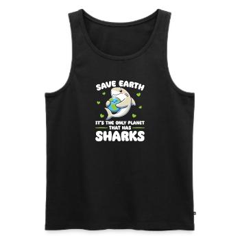 Is the only planet with sharks Earth Day - Men's Premium Organic Tank Top - black - Front - AI Model Male 178 light (178cm)