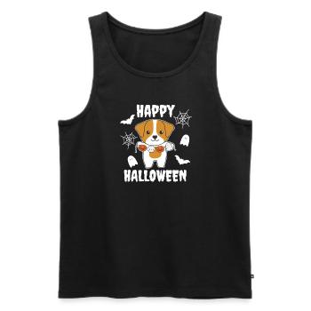 Jack Russell Happy Halloween Pumpkin Ghost Costume - Men's Premium Organic Tank Top - black - Front - AI Model Male 178 light (178cm)