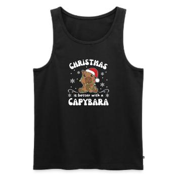 Weihnachten ist besser mit einem Capybara - Männer Premium Bio Tank Top - Schwarz - Vorne - Michal (187cm)