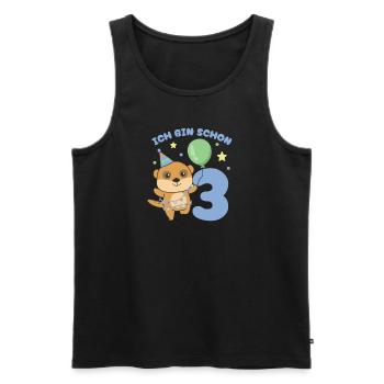 Ich bin schon 3 Erdmännchen Geburtstags Kinder - Männer Premium Bio Tank Top - Schwarz - Vorne - AI Model Male 178 light (178cm)