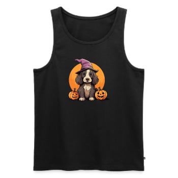 Halloween Witch Hat Pumpkin Dog Cocker Spaniel - Men's Premium Organic Tank Top - black - Front - Michal (187cm)
