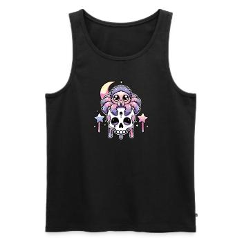 Kawaii Gothique Tarentule Couleurs Pastel Gothique Goth - Débardeur bio Premium Homme - noir - Devant - Michal (187cm)