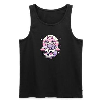 Kawaii Pastel Goth Mignon Creepy Chèvre Chauve-souris - Débardeur bio Premium Homme - noir - Devant - Michal (187cm)
