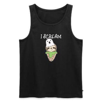 paresseux Halloween fantôme I Scream crème glacée Jeu de mots - Débardeur bio Premium Homme - noir - Devant - Michal (187cm)