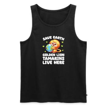 Save the Earth Yellow lion tamarins live here - Men's Premium Organic Tank Top - black - Front - AI Model Male 178 light (178cm)