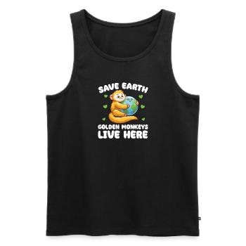 Save the Earth Golden monkeys live here Earth - Men's Premium Organic Tank Top - black - Front - Michal (187cm)