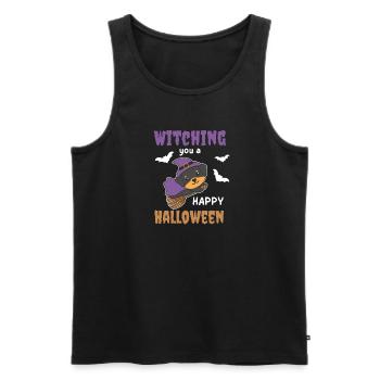 Rottweiler Hexe Witching you a Happy Halloween - Männer Premium Bio Tank Top - Schwarz - Vorne - AI Model Male 178 light (178cm)