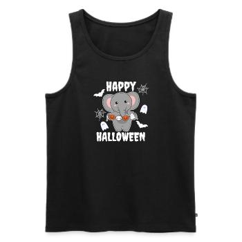 Éléphant Happy Halloween Citrouille Chauve-souris Costume - Débardeur bio Premium Homme - noir - Devant - Michal (187cm)