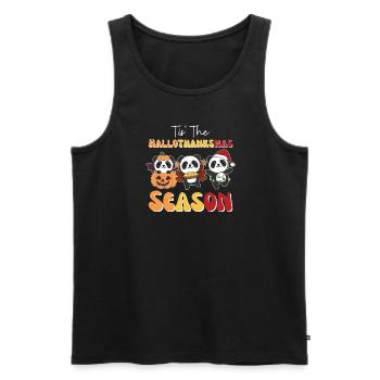 Tis' the Hallothanksmas Season Panda - Men's Premium Organic Tank Top - black - Front - Michal (187cm)