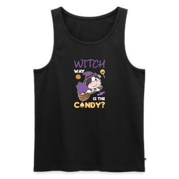 Vache Sorcières Manière Sorcière est le bonbon Joyeux Halloween - Débardeur bio Premium Homme - noir - Devant - Michal (187cm)