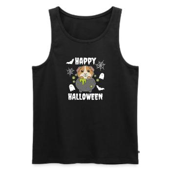 Meerschweinchen Happy Halloween Hexenkessel - Männer Premium Bio Tank Top - Schwarz - Vorne - AI Model Male 178 light (178cm)