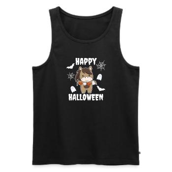 Cheval heureux Halloween citrouille chauve-souris costume - Débardeur bio Premium Homme - noir - Devant - Michal (187cm)