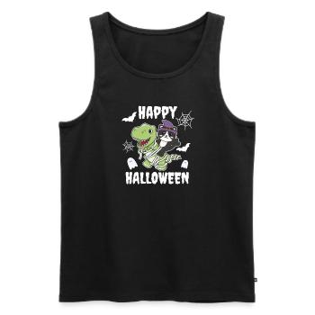 Cat Happy Halloween T-Rex Mummy Costume - Men's Premium Organic Tank Top - black - Front - AI Model Male 178 light (178cm)