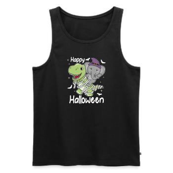 Elephant Happy Halloween T-Rex Mummy Costume - Men's Premium Organic Tank Top - black - Front - Michal (187cm)