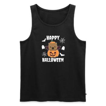 Wombat Happy Halloween Pumpkin Bat Costume - Men's Premium Organic Tank Top - black - Front - Michal (187cm)