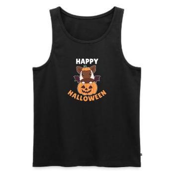 Okapi Happy Halloween Pumpkin Bat Costume - Men's Premium Organic Tank Top - black - Front - Michal (187cm)