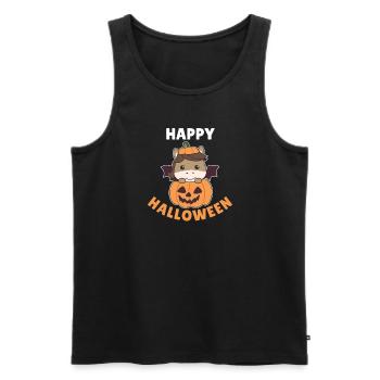 Horse Happy Halloween Pumpkin Bat Costume - Men's Premium Organic Tank Top - black - Front - Michal (187cm)