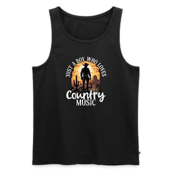 Just a boy who loves country music - Men's Premium Organic Tank Top - black - Front - Michal (187cm)