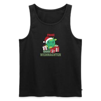 Joyeux Noël Dragon Veille de Noël Dragon - Débardeur bio Premium Homme - noir - Devant - AI Model Male 178 light (178cm)