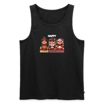 Happy Hallothanksmas Capybara Weihnachts Capybaras - Männer Premium Bio Tank Top - Schwarz - Vorne - Michal (187cm)