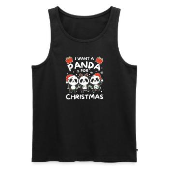 Je veux un panda pour Noël mignons pandas - Débardeur bio Premium Homme - noir - Devant - Michal (187cm)