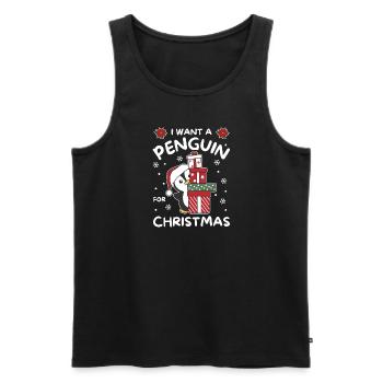 I want a penguin for Christmas cute penguins - Men's Premium Organic Tank Top - black - Front - Michal (187cm)
