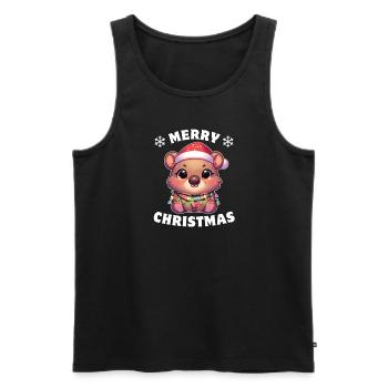 Chapeau de Noël Noël Fées Guirlandes Wombat - Débardeur bio Premium Homme - noir - Devant - Michal (187cm)