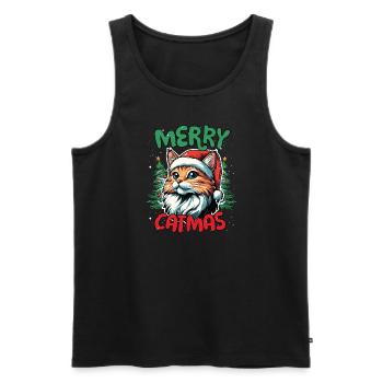Merry Catmas Funny Cats Christmas - Men's Premium Organic Tank Top - black - Front - Michal (187cm)