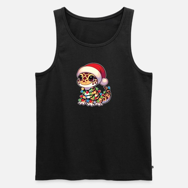 Weihnachten Lichterkette Leopardgecko - Männer Premium Bio Tank Top - Schwarz