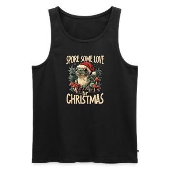 Merry Christmas, frog on mushroom cottagecore - Men's Premium Organic Tank Top - black - Front - Michal (187cm)