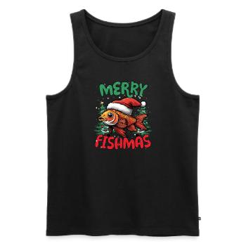 Joyeux Poisson Poissons Drôles Noël - Débardeur bio Premium Homme - noir - Devant - AI Model Male 178 light (178cm)