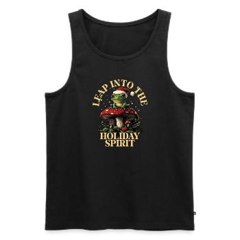 Merry Christmas, frog on mushroom cottagecore - Men's Premium Organic Tank Top - black - Front - Michal (187cm)