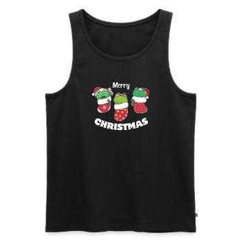 Grenouilles mignonnes en chaussette de Noël pour Noël - Débardeur bio Premium Homme - noir - Devant - Michal (187cm)