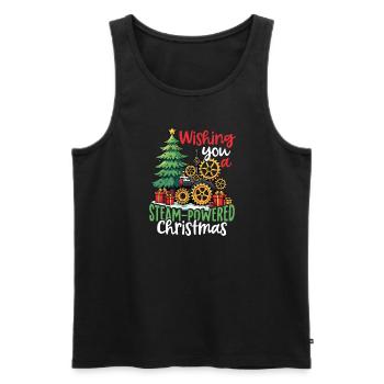 Wishing you a Steam-Powered Christmas - Men's Premium Organic Tank Top - black - Front - Michal (187cm)