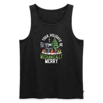 Mechanically Merry Steampunk Weihnachten - Männer Premium Bio Tank Top - Schwarz - Vorne - Michal (187cm)