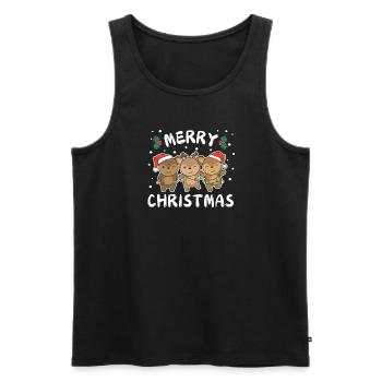 Joyeux Noël Cerf Doux Cerf de Noël - Débardeur bio Premium Homme - noir - Devant - AI Model Male 178 light (178cm)