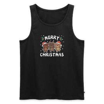 Joyeux Noël Ours Doux Ours de Noël - Débardeur bio Premium Homme - noir - Devant - AI Model Male 178 light (178cm)