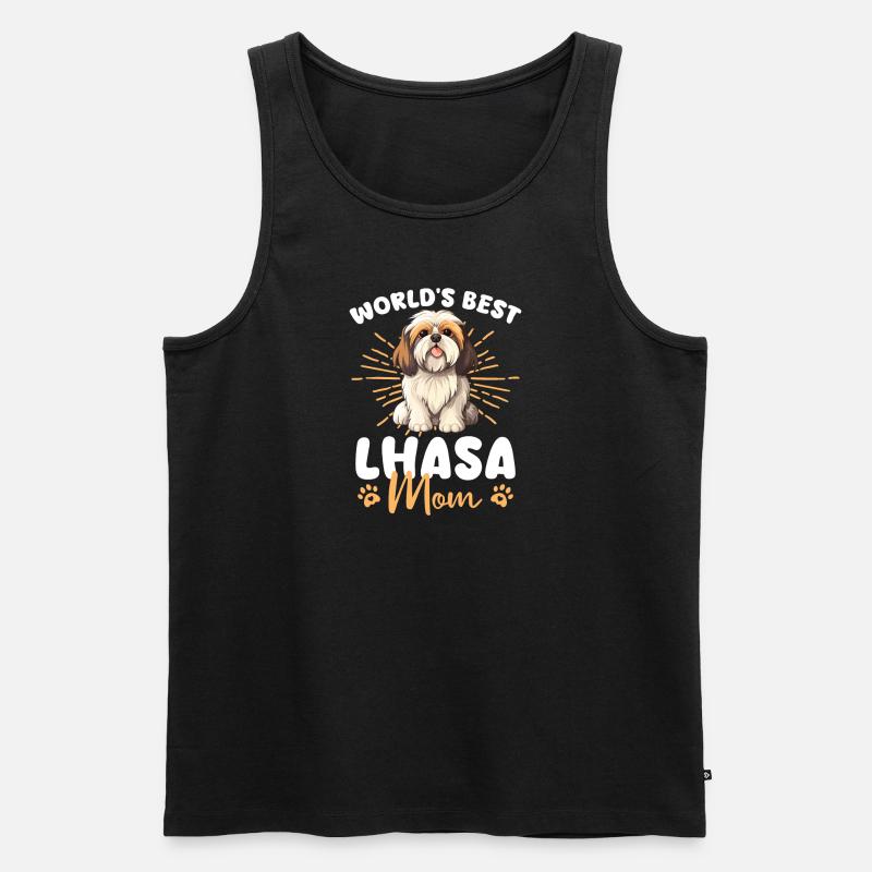 Lhasa Apso Groovy Lhasa Mom - Männer Premium Bio Tank Top - Schwarz