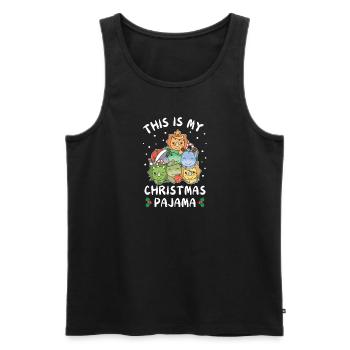 Dinosaure de Noël Pyjama de Noël - Débardeur bio Premium Homme - noir - Devant - Michal (187cm)