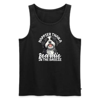 Bearded Collie Dog Happy Beardie in the Breeze - Männer Premium Bio Tank Top - Schwarz - Vorne - AI Model Male 178 light (178cm)